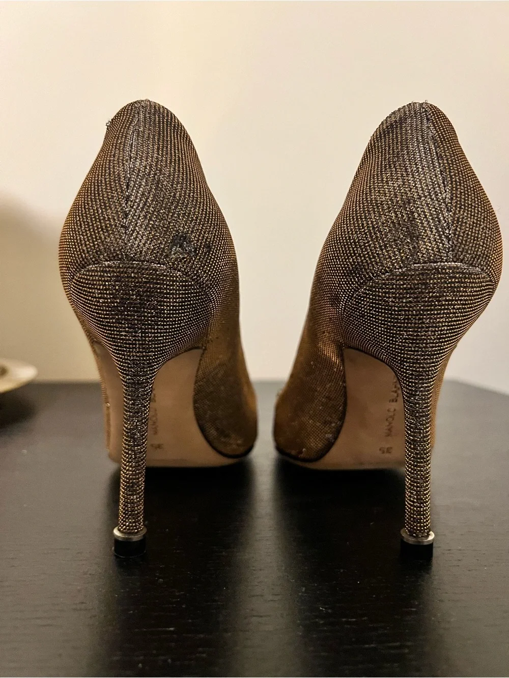 Manolo Blahnik Metallic Silver Crystal-Embellished Pointed Pumps - Picture 3 of 3